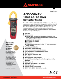 Thumbnail of document Data Sheet - ACDC-54NAV AC/DC Navigator™ Clamp Meter with Temperature